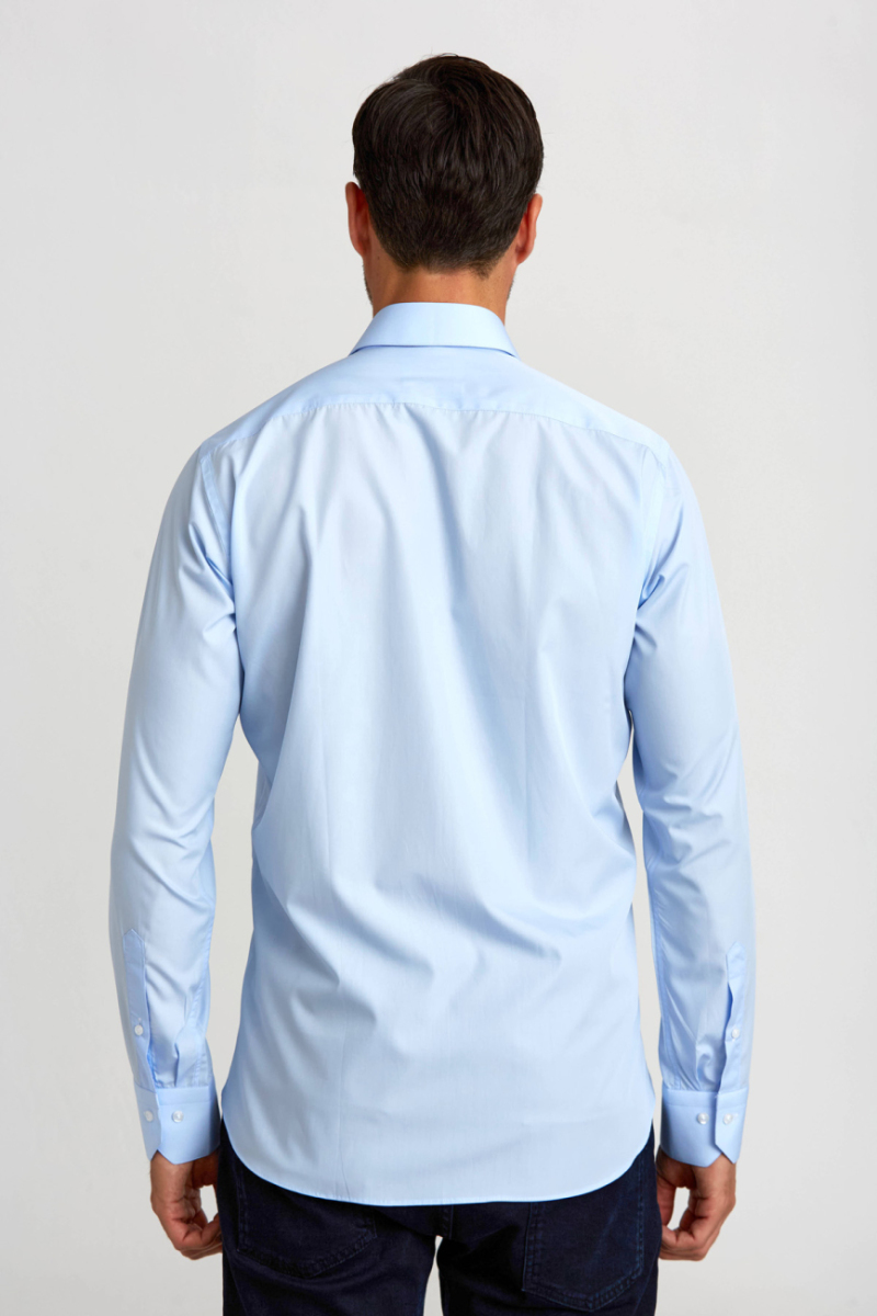 Regular Fit Açık Mavi Klasik Pamuk Erkek Gömlek - 2