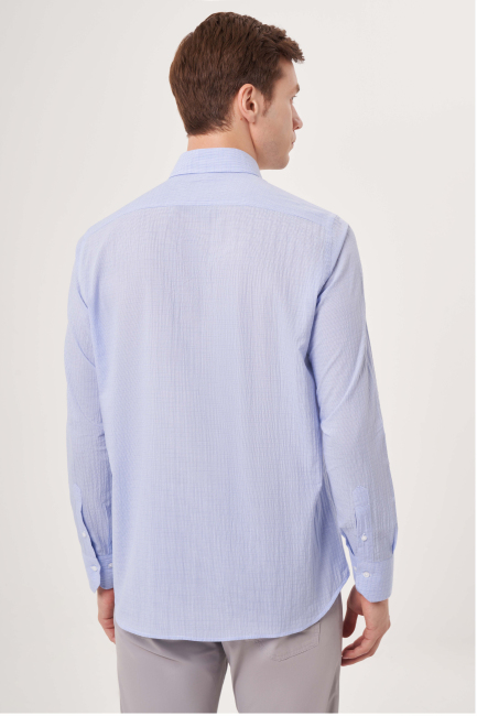 Regular Fit Açık Mavi Spor Erkek Uzun Kollu Gömlek - 2