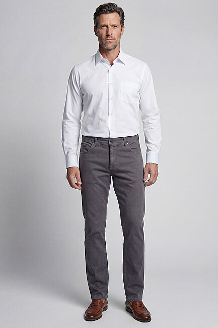 Regular Fit Alt Birit Yaka Keten Cep Beyaz Erkek Gömlek (4)