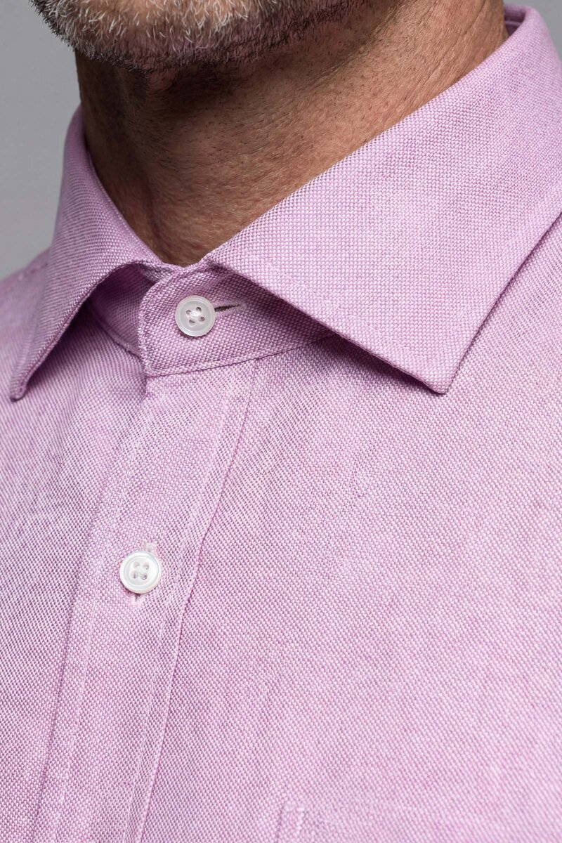 Regular Fit Alttan Birit Yaka Düğmeli Pamuk Kiremit Erkek Gömlek - 4