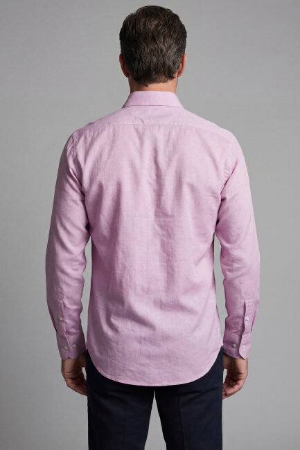 Regular Fit Alttan Birit Yaka Düğmeli Pamuk Kiremit Erkek Gömlek - 2