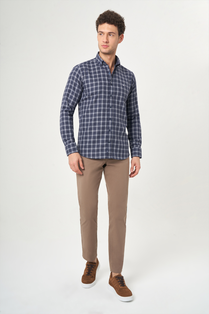 Regular Fit Antrasit Paşa Yaka Spor Erkek Gömlek - 4