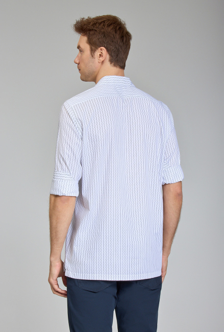 Regular Fit Apaj Yaka Beyaz Basic Spor Erkek Gömlek - 6