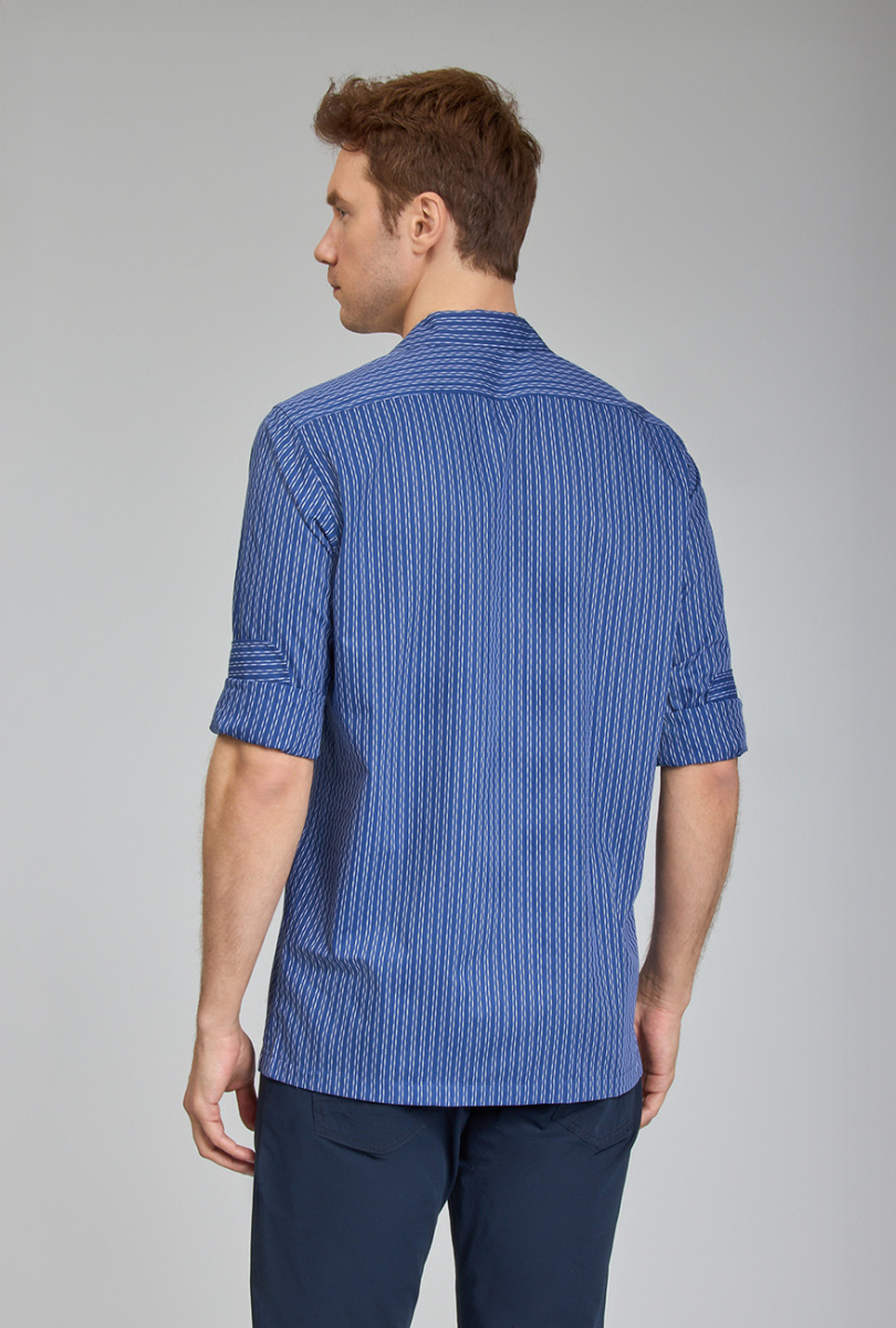 Regular Fit Apaj Yaka Lacivert Basic Spor Erkek Gömlek - 5