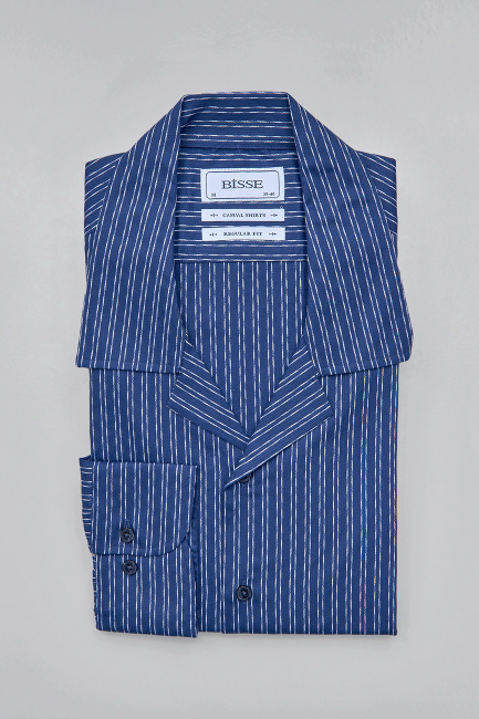 Regular Fit Apaj Yaka Lacivert Basic Spor Erkek Gömlek - 3