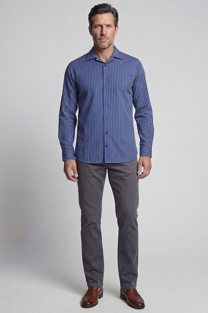 Regular Fit Apaj Yaka Lacivert Basic Spor Erkek Gömlek - 5