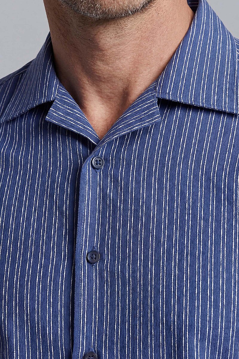 Regular Fit Apaj Yaka Lacivert Basic Spor Erkek Gömlek - 3