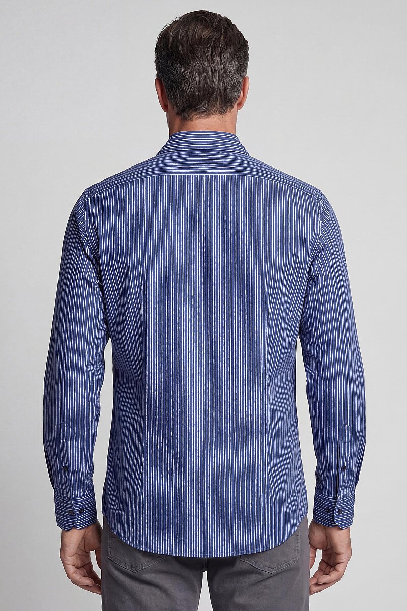 Regular Fit Apaj Yaka Lacivert Basic Spor Erkek Gömlek - 2