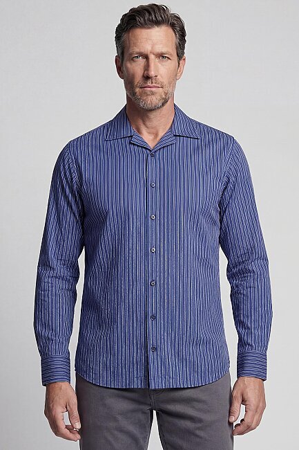 Regular Fit Apaj Yaka Lacivert Basic Spor Erkek Gömlek - 1