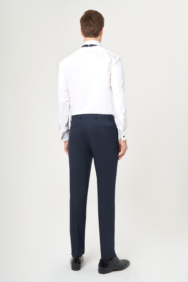 Regular Fit Ata Yaka Sim Çizgili Beyaz Erkek Gömlek - 2