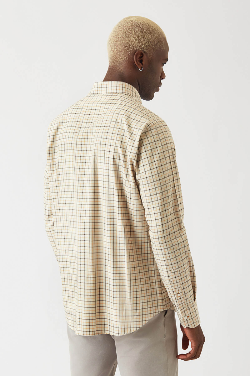 Regular Fit Bej Paşa Yaka Spor Erkek Gömlek - 2