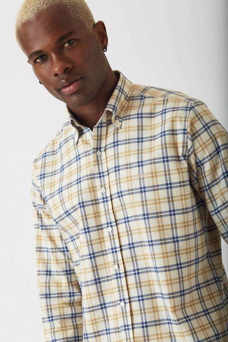 Regular Fit Bej Spor Erkek Gömlek - 3