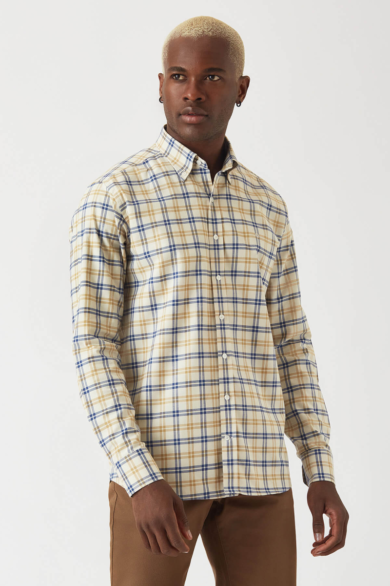 Regular Fit Bej Spor Erkek Gömlek - 1