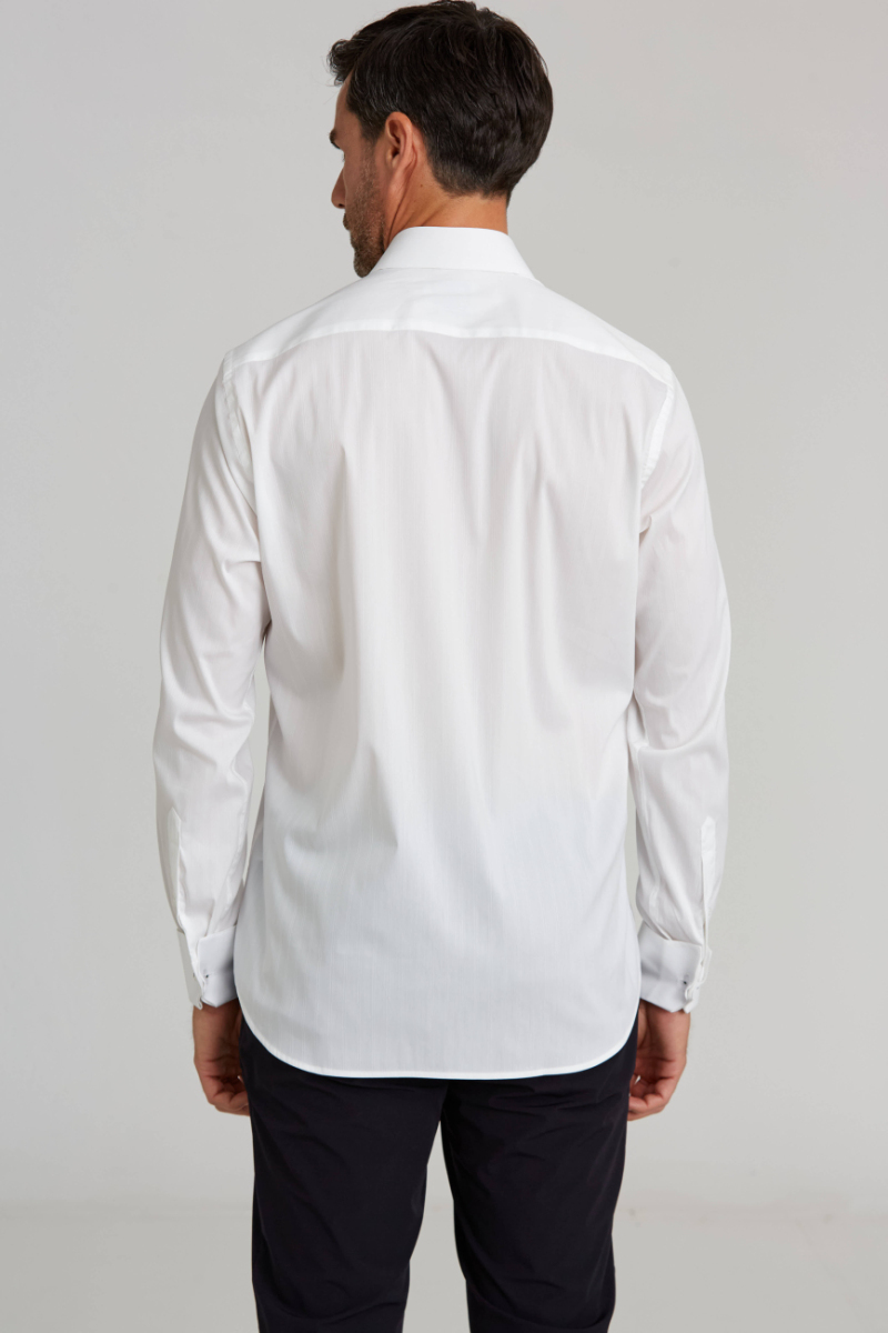 Regular Fit Beyaz Cepli Klasik Erkek Gömlek - 2