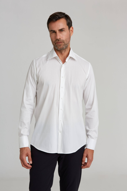 Regular Fit Beyaz Cepli Klasik Erkek Gömlek - 1