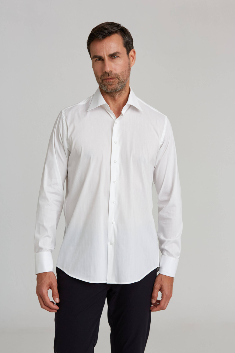 Regular Fit Beyaz Cepli Klasik Erkek Gömlek - 1
