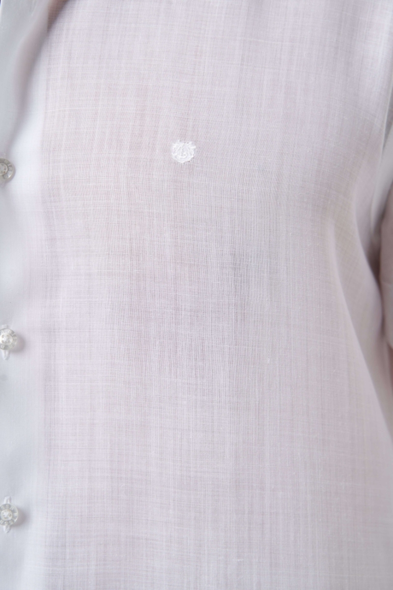 Regular Fit Beyaz Klasik Düz Erkek Gömlek - 3