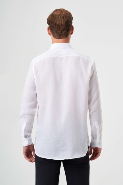 Regular Fit Beyaz Klasik Düz Erkek Gömlek (1)