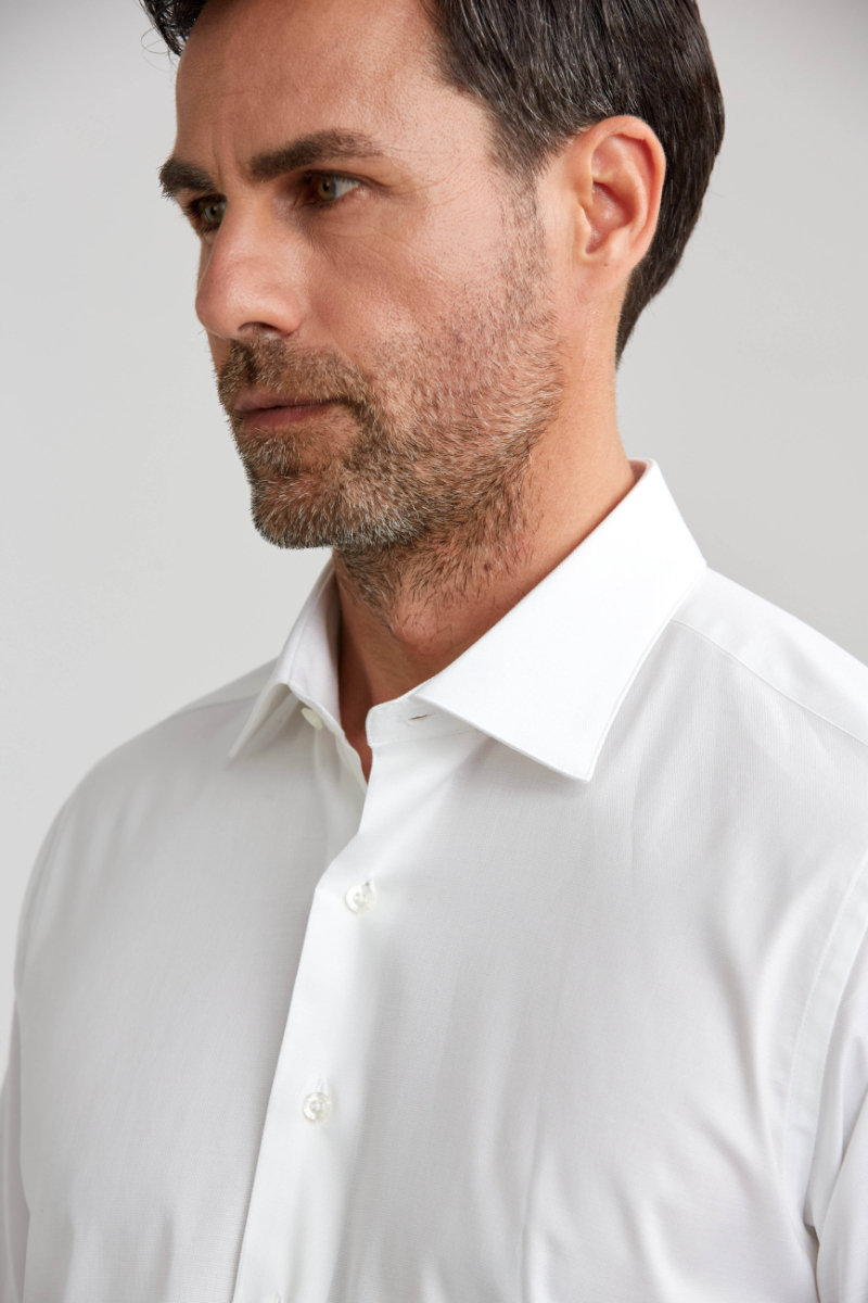 Regular Fit Beyaz Klasik Erkek Gömlek - 5