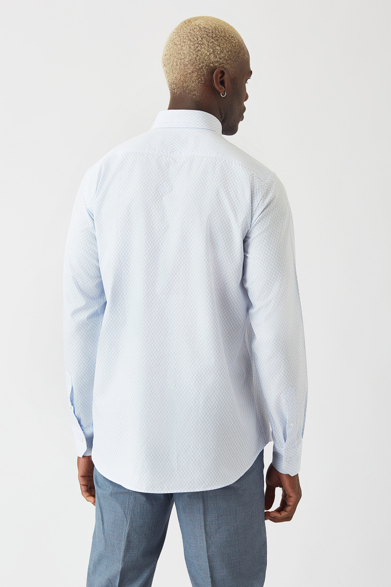 Regular Fit Beyaz Uzun Kol Paşa Yaka Spor Erkek Gömlek - 2