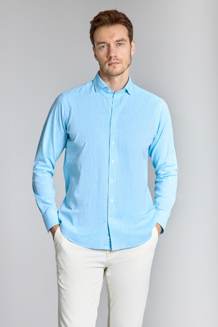 BOTTOM UNIT COLLAR REGULAR FIT UK SHIRT T. POCKET Turquoise
