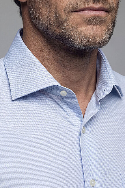 Regular Fit Bisse İtalyan Pamuk Mavi Erkek Gömlek - 3