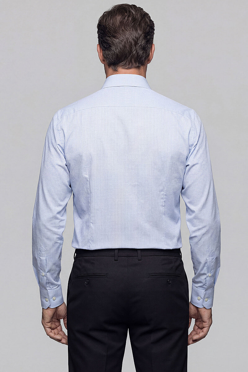 Regular Fit Bisse İtalyan Pamuk Mavi Erkek Gömlek - 2