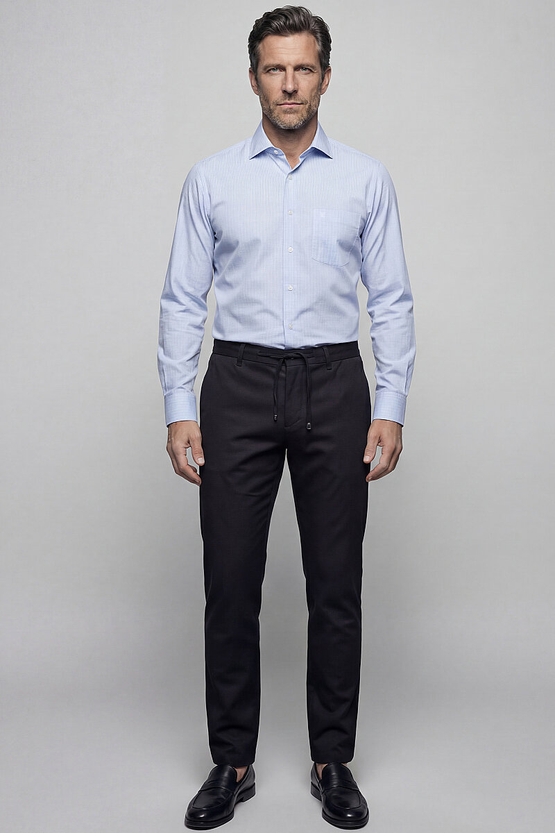 Regular Fit Bisse İtalyan Pamuk Mavi Erkek Gömlek - 5