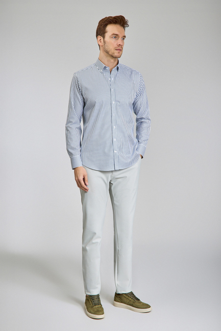 Regular Fit Cepsiz Gri Pamuk Erkek Gömlek - 2