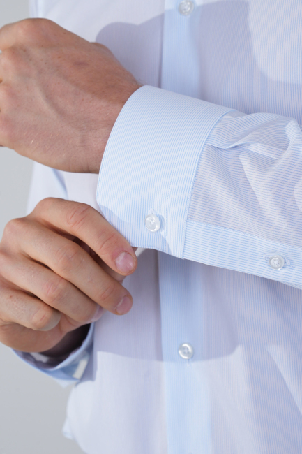 Regular Fit Cepsiz Pamuk Açık Mavi Erkek Gömlek - 4