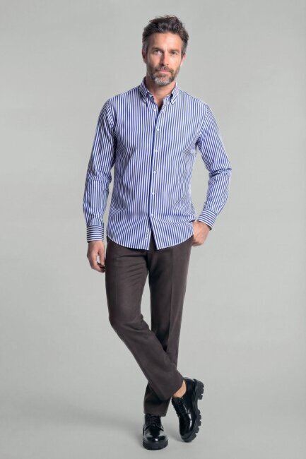 Regular Fit Cepsiz Pamuk Lacivert Erkek Gömlek - 4