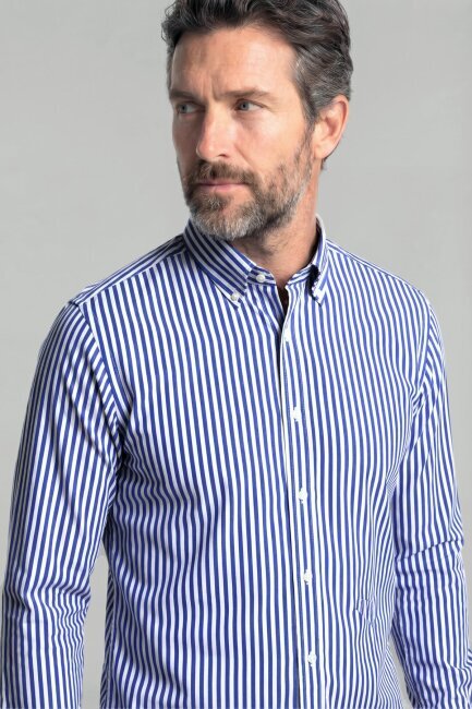 Regular Fit Cepsiz Pamuk Lacivert Erkek Gömlek - 3