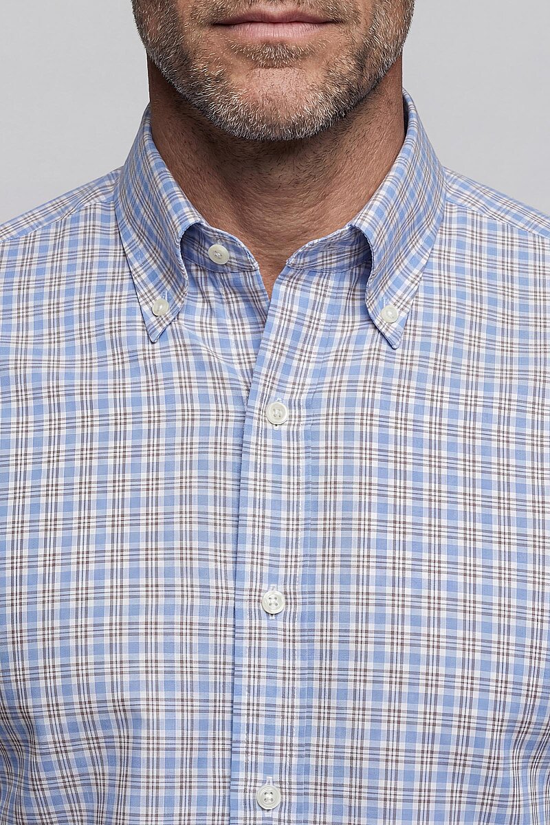 Regular Fit Cepsiz Pamuk Mavi Erkek Gömlek - 3