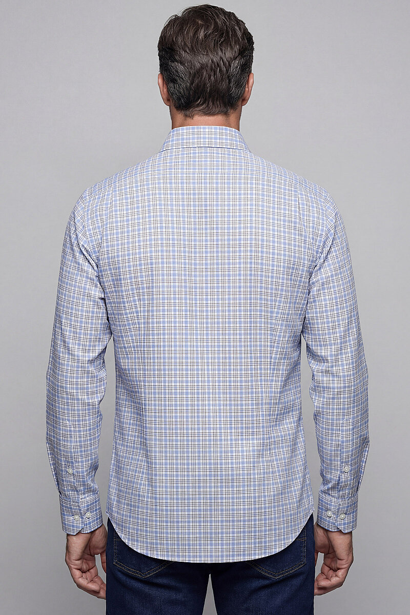 Regular Fit Cepsiz Pamuk Mavi Erkek Gömlek - 2