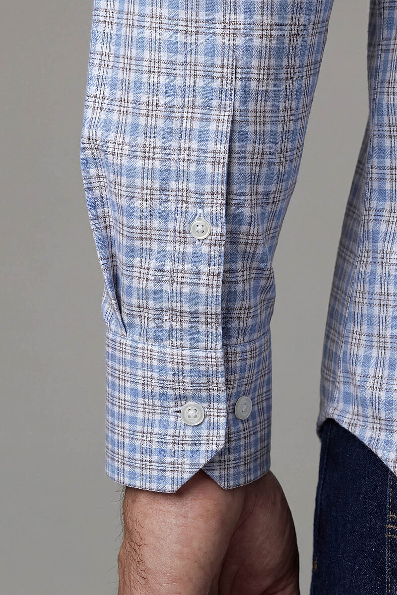 Regular Fit Cepsiz Pamuk Mavi Erkek Gömlek - 4