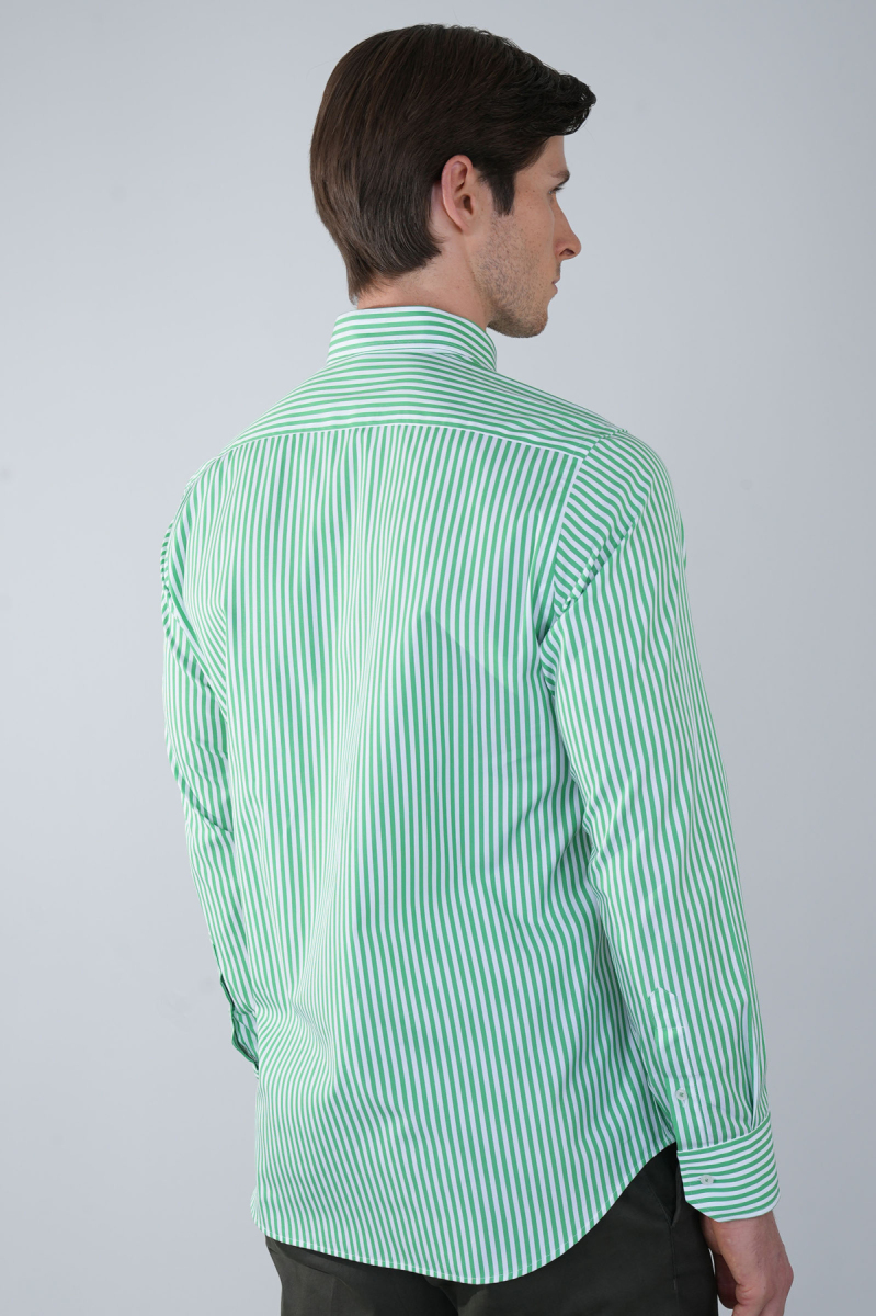 Regular Fit Cepsiz Yeşil Pamuk Erkek Gömlek - 2