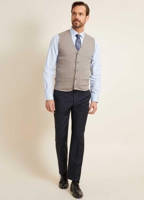 Regular Fit Desenli Vizon Erkek Triko Yelek  - 6