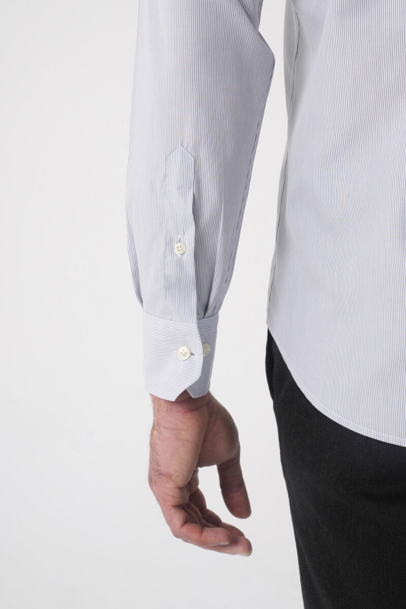 Regular Fit Erkek Napoli Yaka Uzun Kol Cepsiz Pamuk Gri Gömlek - 6