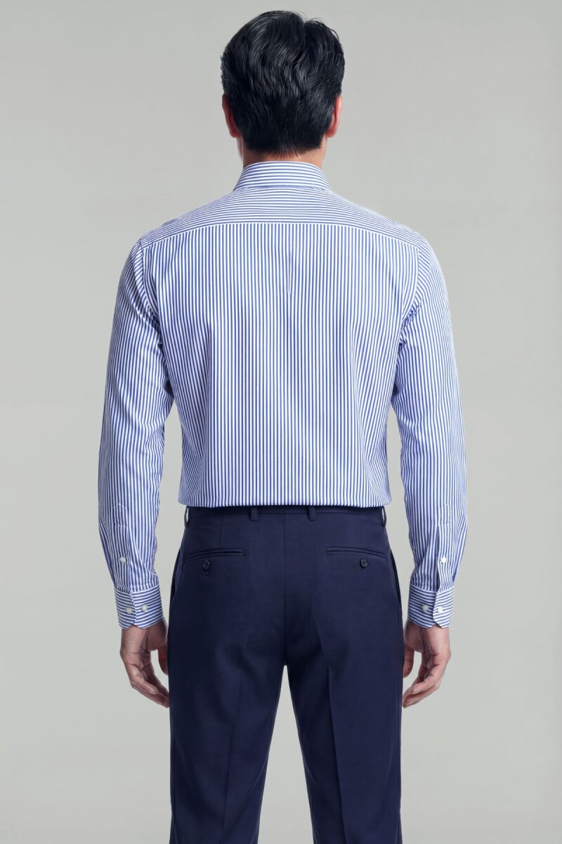 Regular Fit Erkek Uzun Kol Klasik A Yaka Pamuk Mavi Gömlek - 2