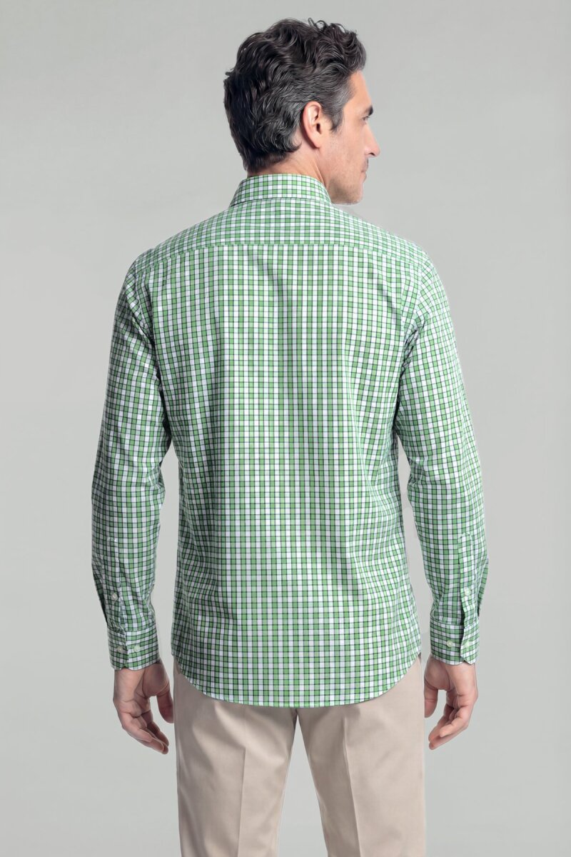 Regular Fit Erkek Uzun Kol Pamuk Yeşil Gömlek - 2