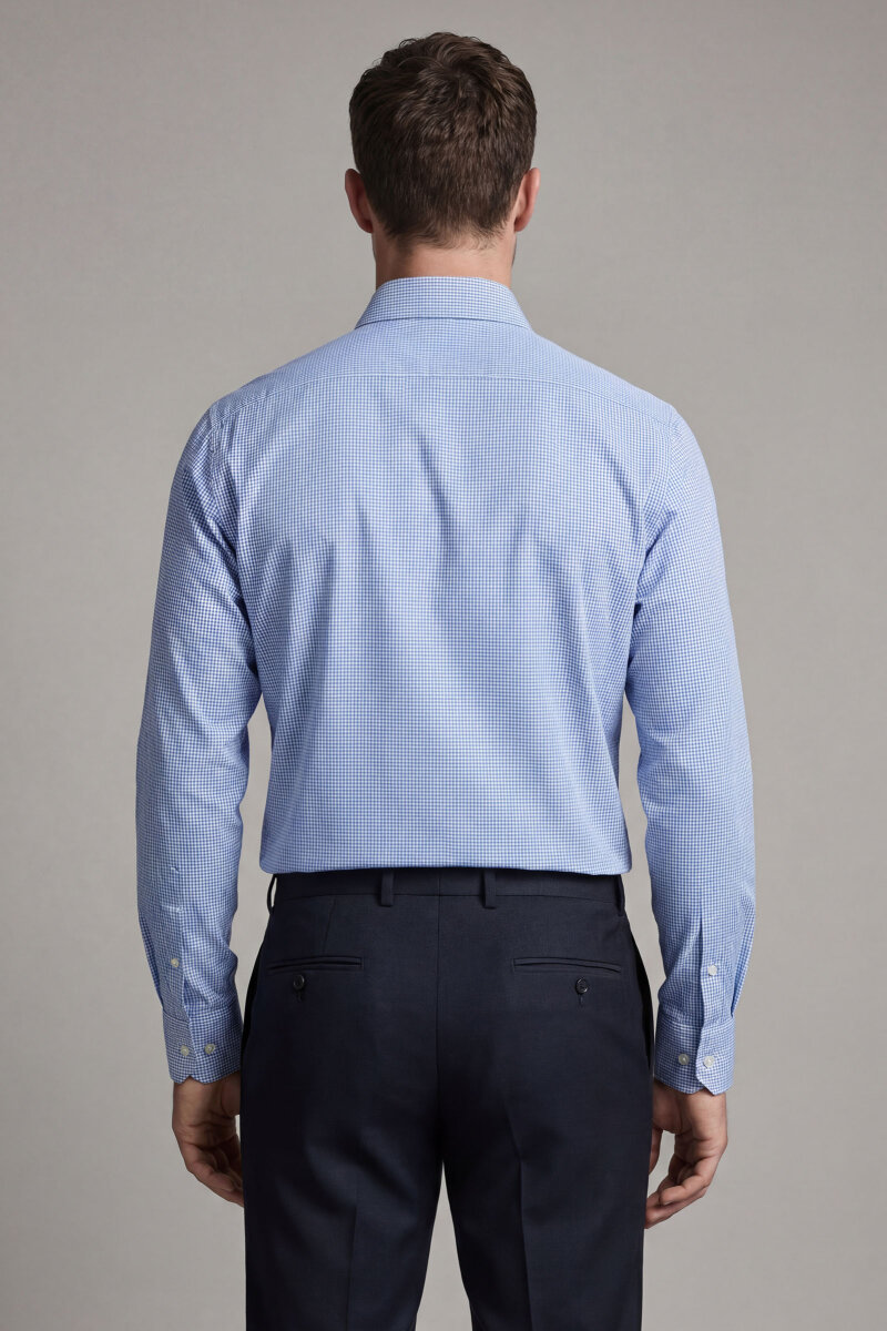 Regular Fit Erkek Uzun Kollu Cepsiz Mavi Gömlek - 2