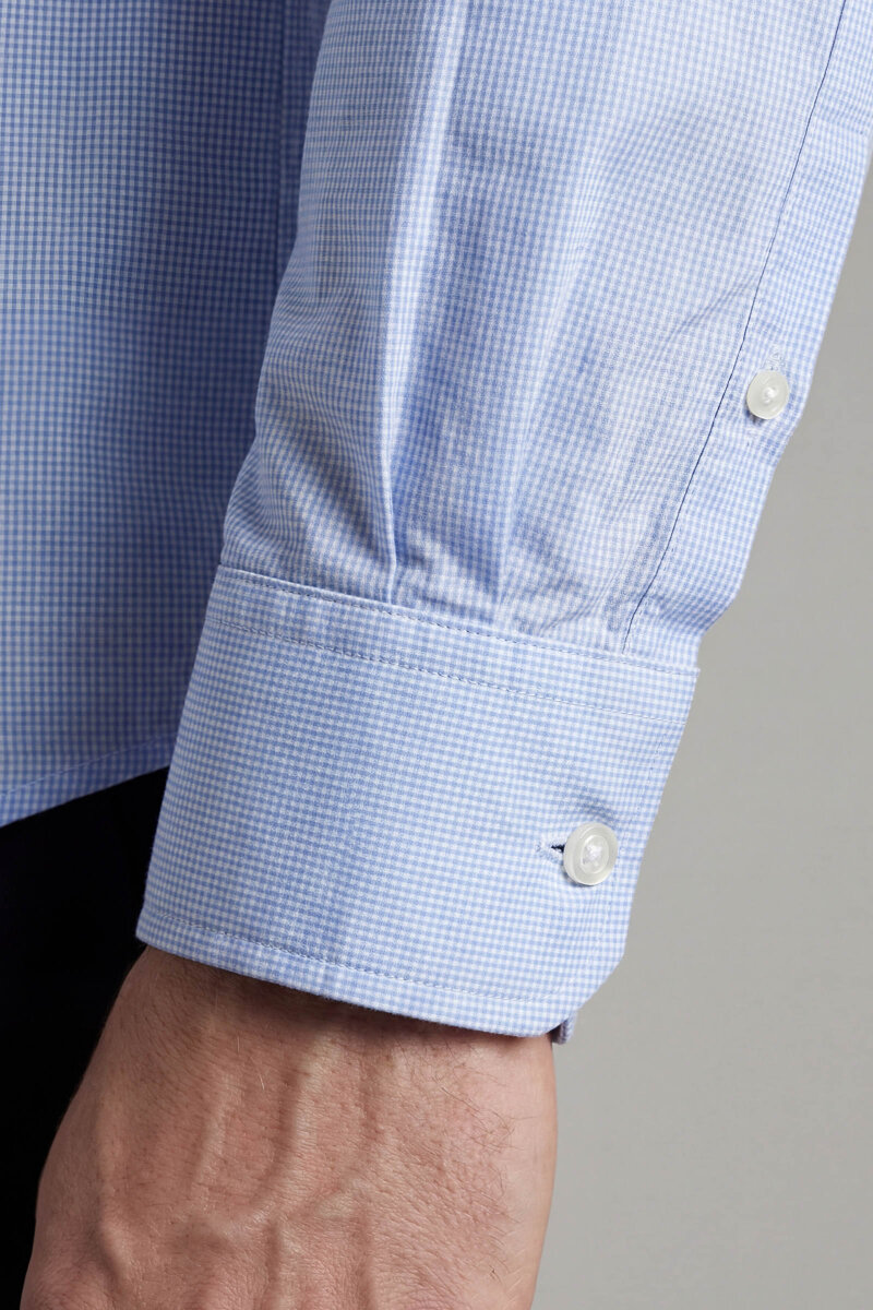 Regular Fit Erkek Uzun Kollu Cepsiz Mavi Gömlek - 4