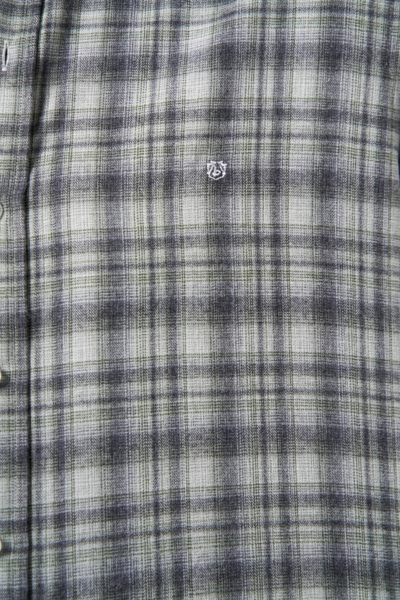 Regular Fit Flanel Ekose Desenli Yeşil Erkek Gömlek - 3