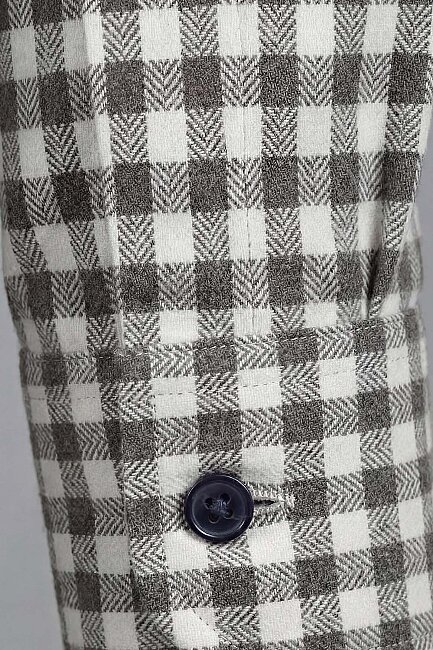 Regular Fit Flanel Mini Kareli Pamuk Antrasit Erkek Gömlek - 4