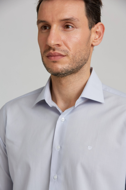 Regular Fit Gray Classic Men's Shirt - 4