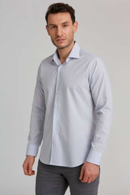 Regular Fit Gray Classic Men's Shirt - 5