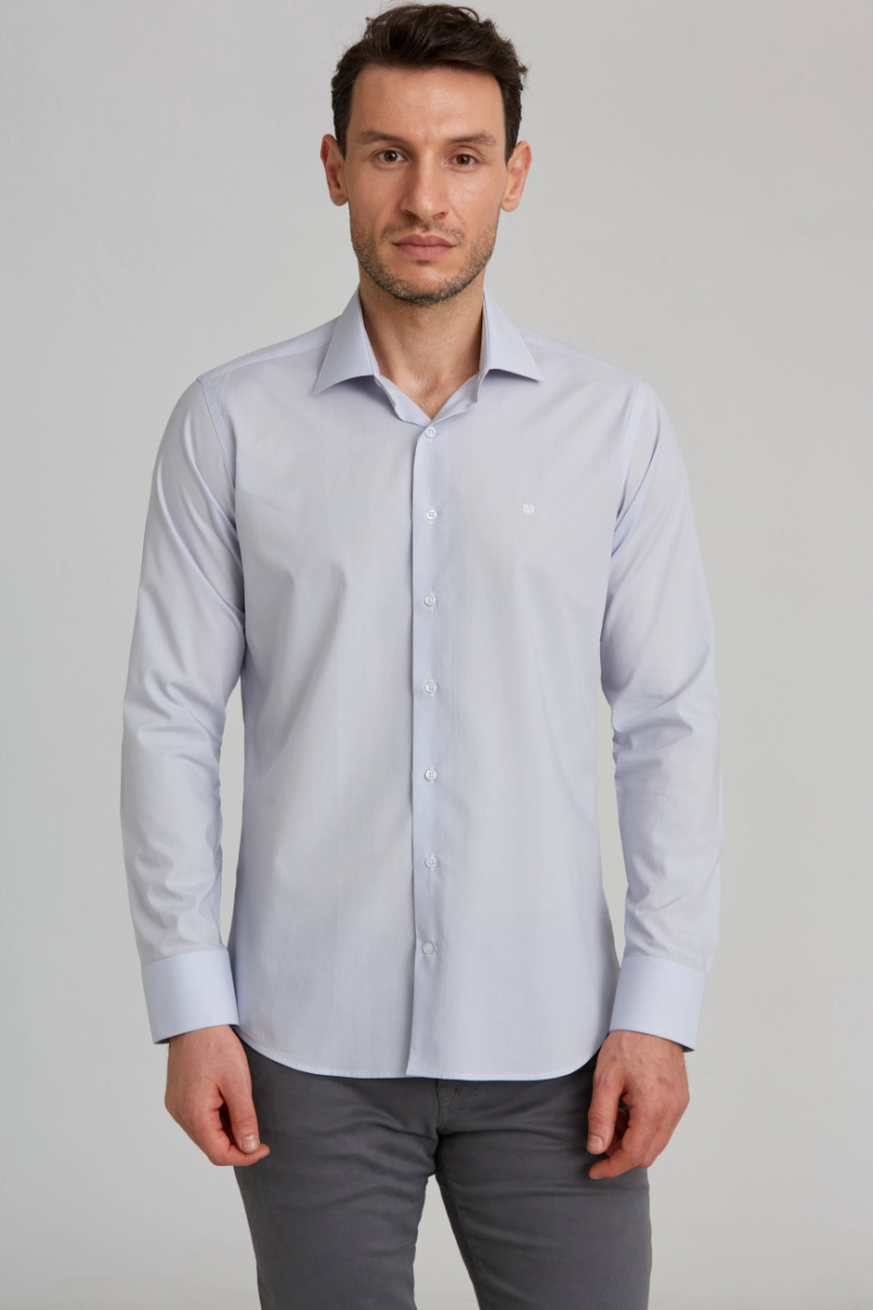 Regular Fit Gray Classic Men's Shirt - 1