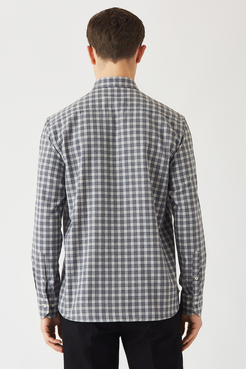 Regular Fit Gri Cep Detaylı Spor Erkek Gömlek - 2