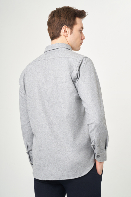 Regular Fit Gri Ekose Oduncu Erkek Gömlek - 2