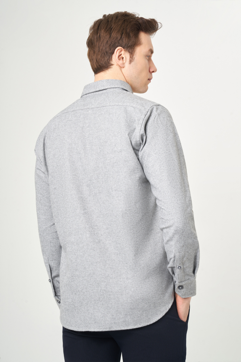 Regular Fit Gri Ekose Oduncu Erkek Gömlek - 2